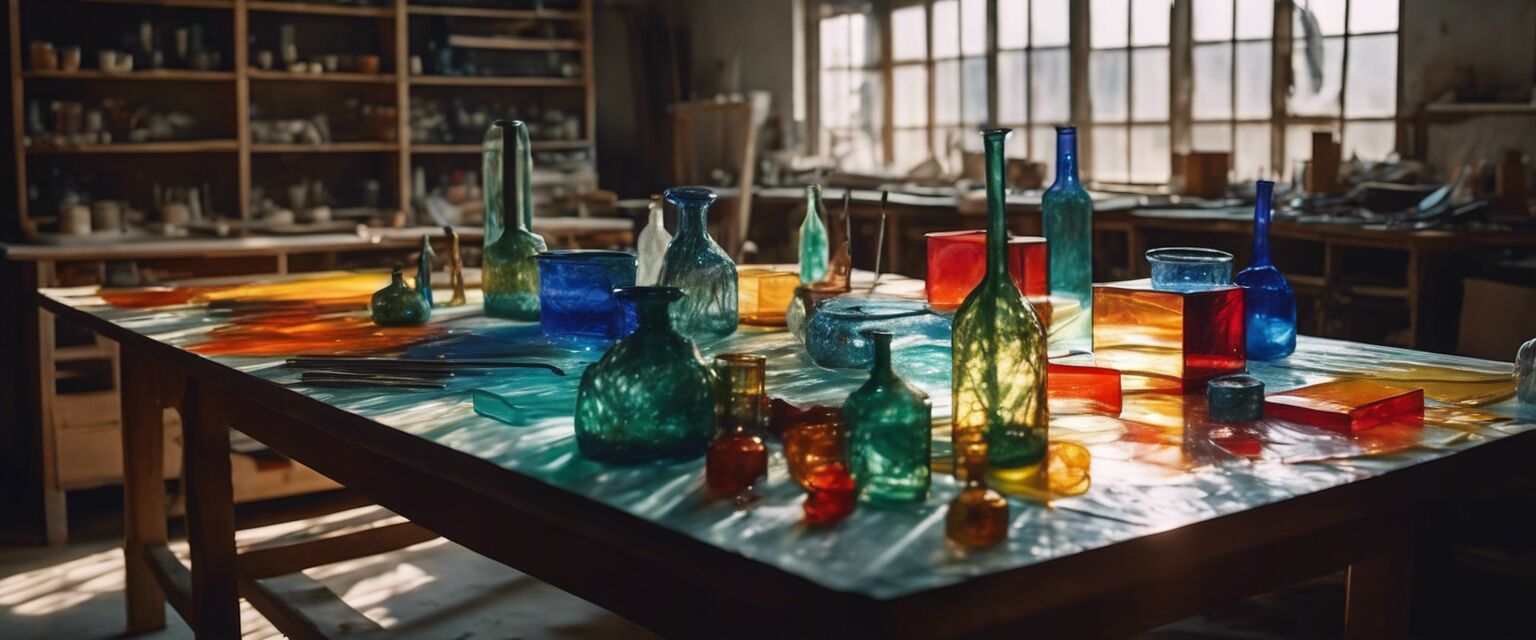 Glass art project workspace