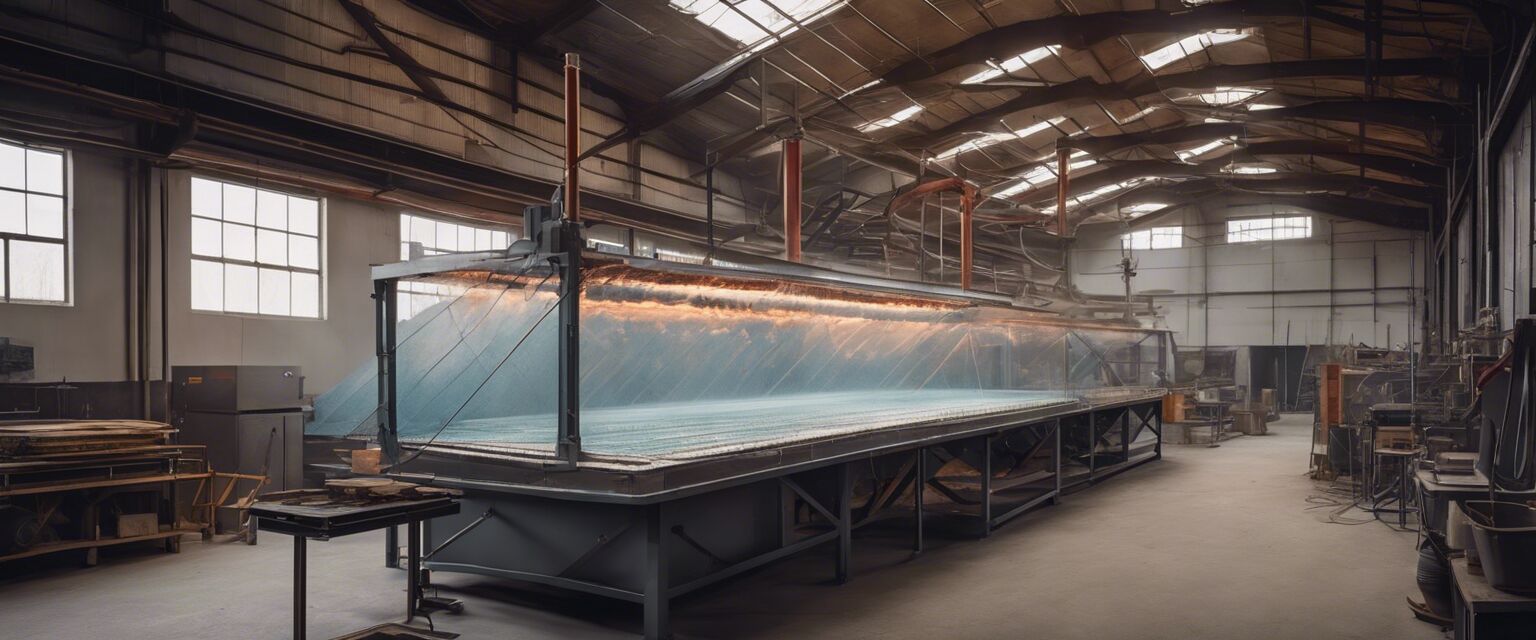 High-capacity glass kiln in workshop