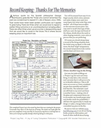 Article discussing record keeping with a project log example.